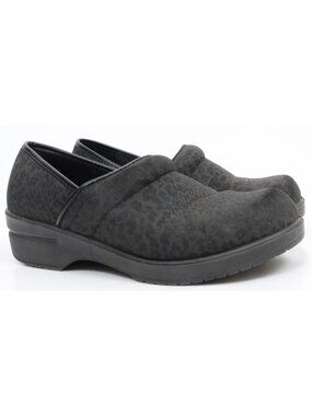 Claire Black Leopard Women's 8 Comfort Clog Professional Nursing Work Shoes